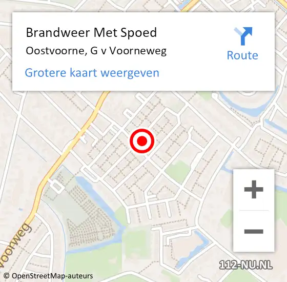 Locatie op kaart van de 112 melding: Brandweer Met Spoed Naar Oostvoorne, G v Voorneweg op 18 februari 2022 15:05