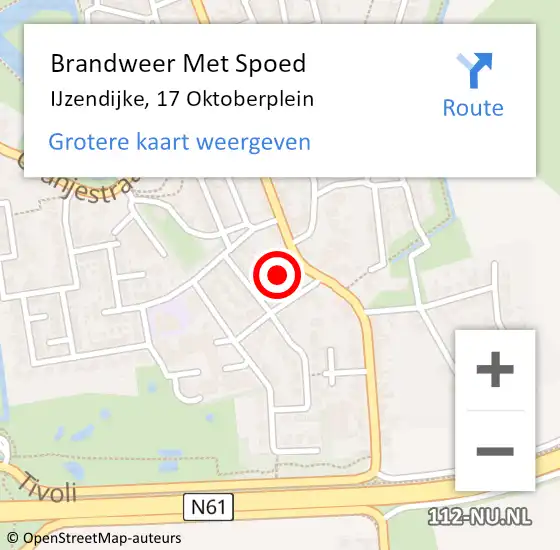 Locatie op kaart van de 112 melding: Brandweer Met Spoed Naar IJzendijke, 17 Oktoberplein op 18 februari 2022 15:06