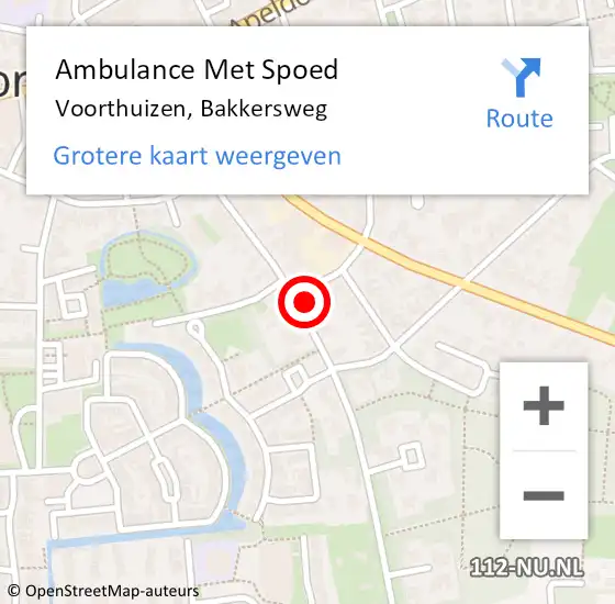 Locatie op kaart van de 112 melding: Ambulance Met Spoed Naar Voorthuizen, Bakkersweg op 18 februari 2022 15:07