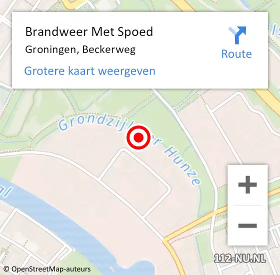 Locatie op kaart van de 112 melding: Brandweer Met Spoed Naar Groningen, Beckerweg op 18 februari 2022 15:10