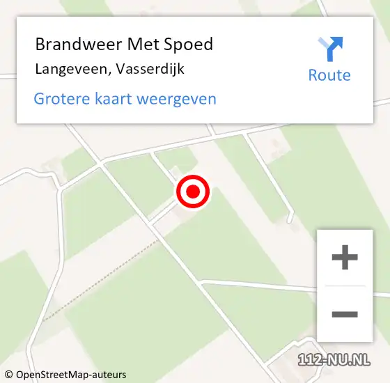Locatie op kaart van de 112 melding: Brandweer Met Spoed Naar Langeveen, Vasserdijk op 18 februari 2022 15:15