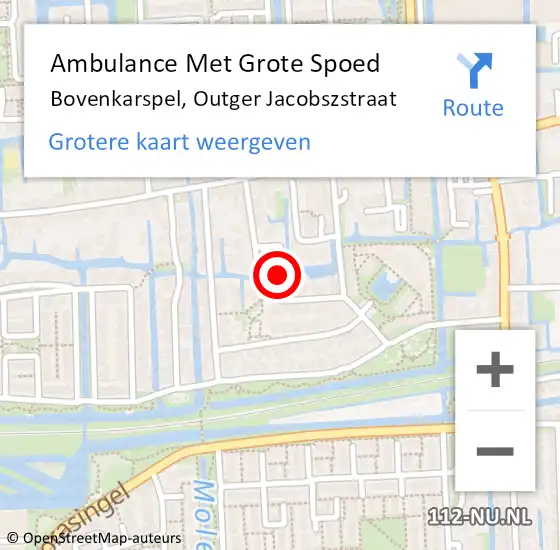 Locatie op kaart van de 112 melding: Ambulance Met Grote Spoed Naar Bovenkarspel, Outger Jacobszstraat op 18 februari 2022 15:19