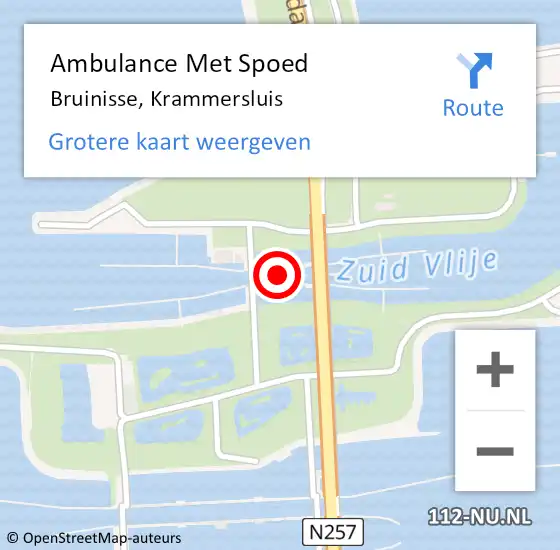 Locatie op kaart van de 112 melding: Ambulance Met Spoed Naar Bruinisse, Krammersluis op 18 februari 2022 15:19