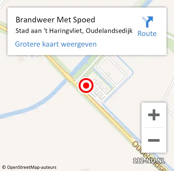 Locatie op kaart van de 112 melding: Brandweer Met Spoed Naar Stad aan 't Haringvliet, Oudelandsedijk op 18 februari 2022 15:25