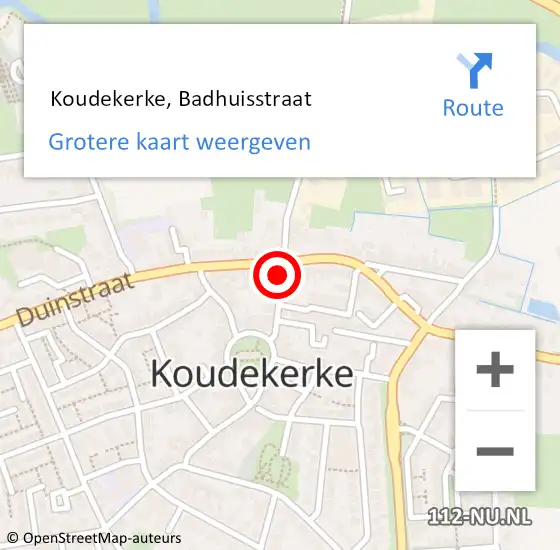 Locatie op kaart van de 112 melding:  Koudekerke, Badhuisstraat op 18 februari 2022 15:26
