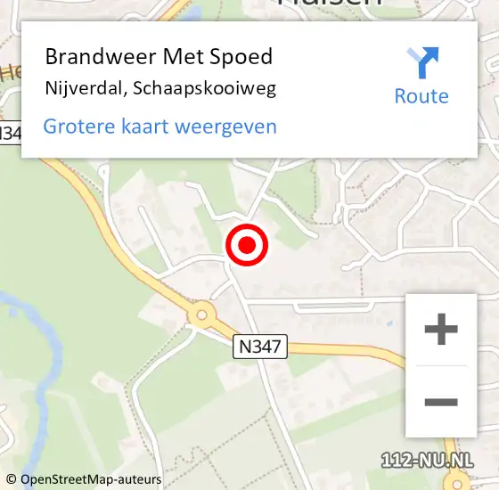 Locatie op kaart van de 112 melding: Brandweer Met Spoed Naar Nijverdal, Schaapskooiweg op 18 februari 2022 15:27