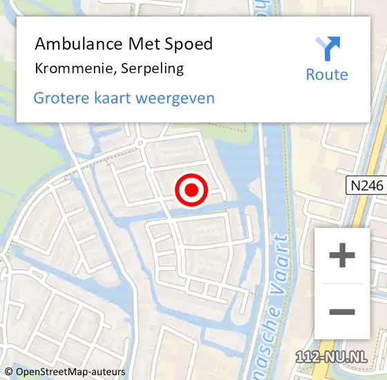 Locatie op kaart van de 112 melding: Ambulance Met Spoed Naar Krommenie, Serpeling op 18 februari 2022 15:28