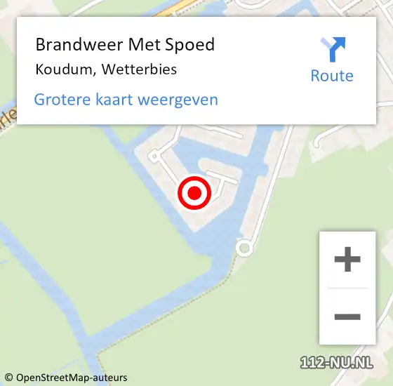 Locatie op kaart van de 112 melding: Brandweer Met Spoed Naar Koudum, Wetterbies op 18 februari 2022 15:31