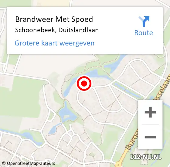 Locatie op kaart van de 112 melding: Brandweer Met Spoed Naar Schoonebeek, Duitslandlaan op 18 februari 2022 15:32