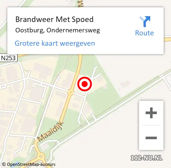 Locatie op kaart van de 112 melding: Brandweer Met Spoed Naar Oostburg, Ondernemersweg op 18 februari 2022 15:34