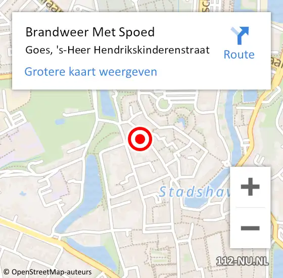Locatie op kaart van de 112 melding: Brandweer Met Spoed Naar Goes, 's-Heer Hendrikskinderenstraat op 18 februari 2022 15:37