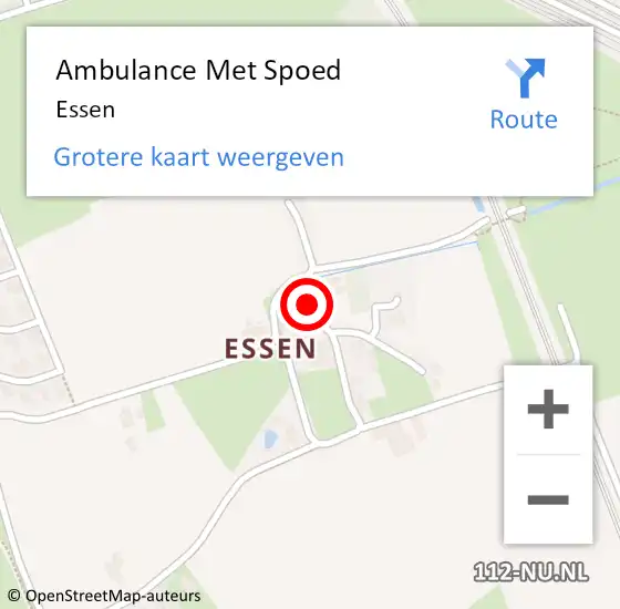 Locatie op kaart van de 112 melding: Ambulance Met Spoed Naar Essen op 18 februari 2022 15:37