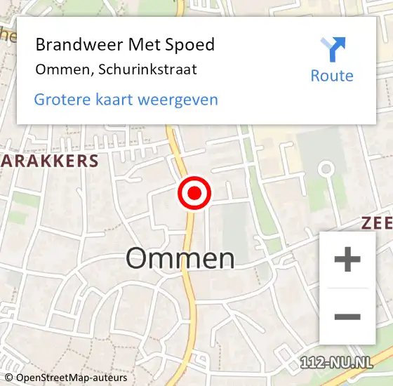 Locatie op kaart van de 112 melding: Brandweer Met Spoed Naar Ommen, Schurinkstraat op 18 februari 2022 15:38