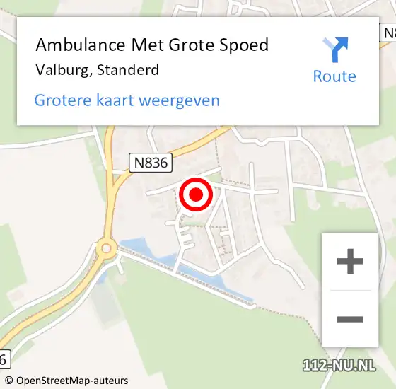 Locatie op kaart van de 112 melding: Ambulance Met Grote Spoed Naar Valburg, Standerd op 18 februari 2022 15:39