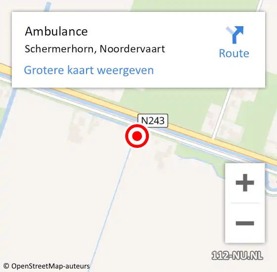 Locatie op kaart van de 112 melding: Ambulance Schermerhorn, Noordervaart op 18 februari 2022 15:43