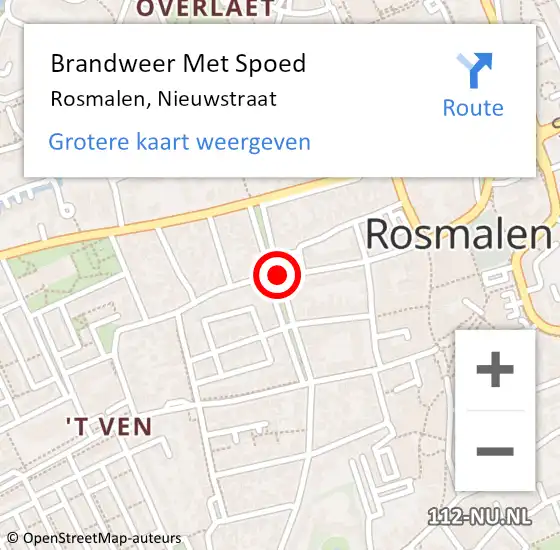 Locatie op kaart van de 112 melding: Brandweer Met Spoed Naar Rosmalen, Nieuwstraat op 18 februari 2022 15:44