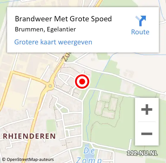 Locatie op kaart van de 112 melding: Brandweer Met Grote Spoed Naar Brummen, Egelantier op 18 februari 2022 15:44