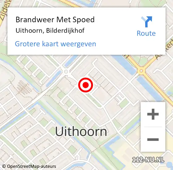 Locatie op kaart van de 112 melding: Brandweer Met Spoed Naar Uithoorn, Bilderdijkhof op 18 februari 2022 15:45