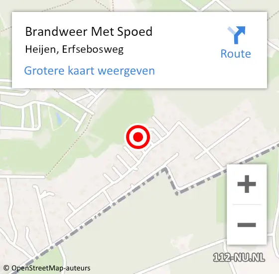 Locatie op kaart van de 112 melding: Brandweer Met Spoed Naar Heijen, Erfsebosweg op 18 februari 2022 15:45