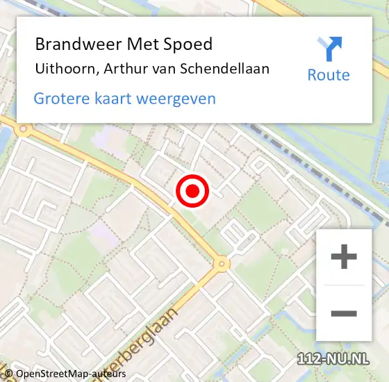 Locatie op kaart van de 112 melding: Brandweer Met Spoed Naar Uithoorn, Arthur van Schendellaan op 18 februari 2022 15:45