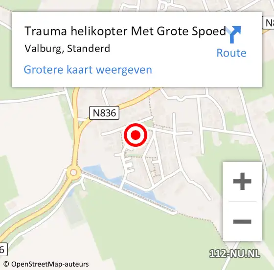 Locatie op kaart van de 112 melding: Trauma helikopter Met Grote Spoed Naar Valburg, Standerd op 18 februari 2022 15:46