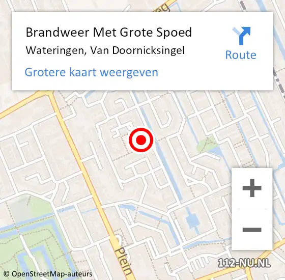 Locatie op kaart van de 112 melding: Brandweer Met Grote Spoed Naar Wateringen, Van Doornicksingel op 18 februari 2022 15:49