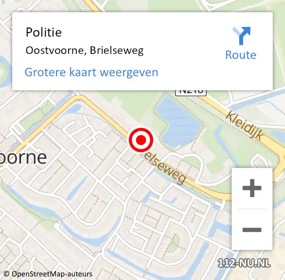 Locatie op kaart van de 112 melding: Politie Oostvoorne, Brielseweg op 18 februari 2022 15:52