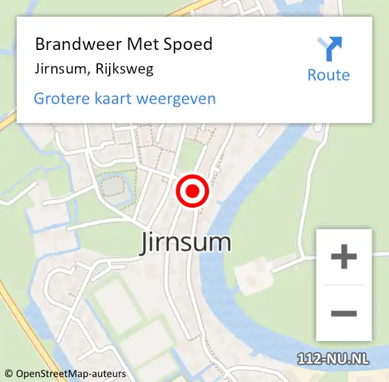 Locatie op kaart van de 112 melding: Brandweer Met Spoed Naar Jirnsum, Rijksweg op 18 februari 2022 15:54