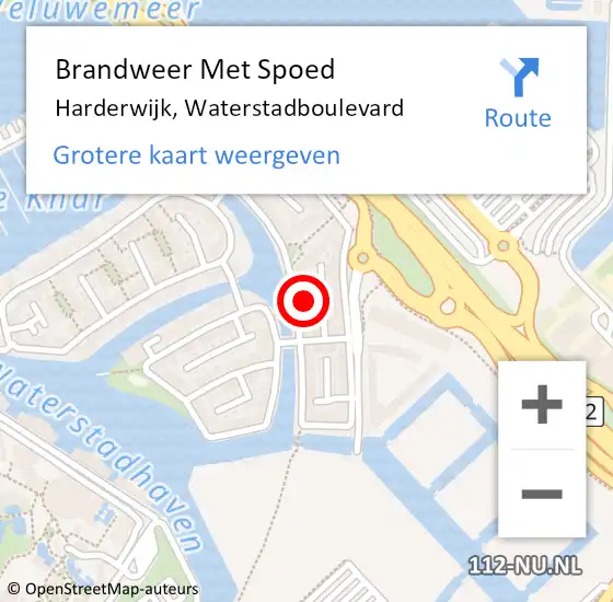 Locatie op kaart van de 112 melding: Brandweer Met Spoed Naar Harderwijk, Waterstadboulevard op 18 februari 2022 15:54