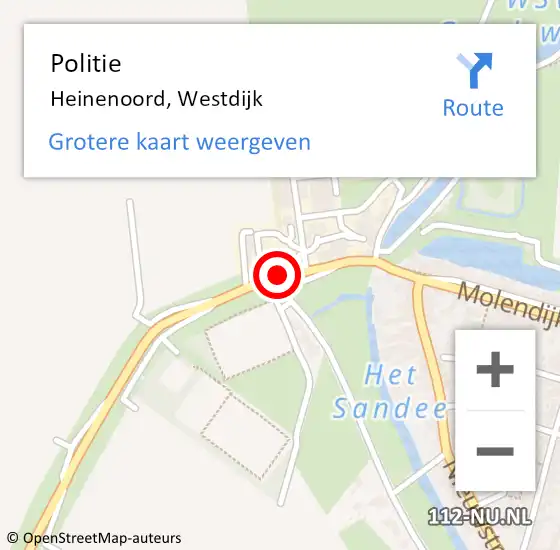 Locatie op kaart van de 112 melding: Politie Heinenoord, Westdijk op 18 februari 2022 15:58