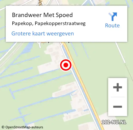 Locatie op kaart van de 112 melding: Brandweer Met Spoed Naar Papekop, Papekopperstraatweg op 18 februari 2022 15:59