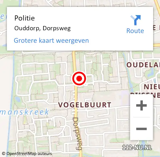 Locatie op kaart van de 112 melding: Politie Ouddorp, Dorpsweg op 18 februari 2022 15:59