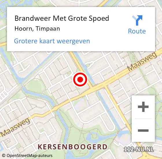 Locatie op kaart van de 112 melding: Brandweer Met Grote Spoed Naar Hoorn, Timpaan op 18 februari 2022 15:59