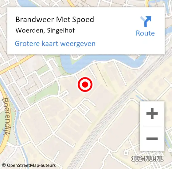 Locatie op kaart van de 112 melding: Brandweer Met Spoed Naar Woerden, Singelhof op 18 februari 2022 15:59