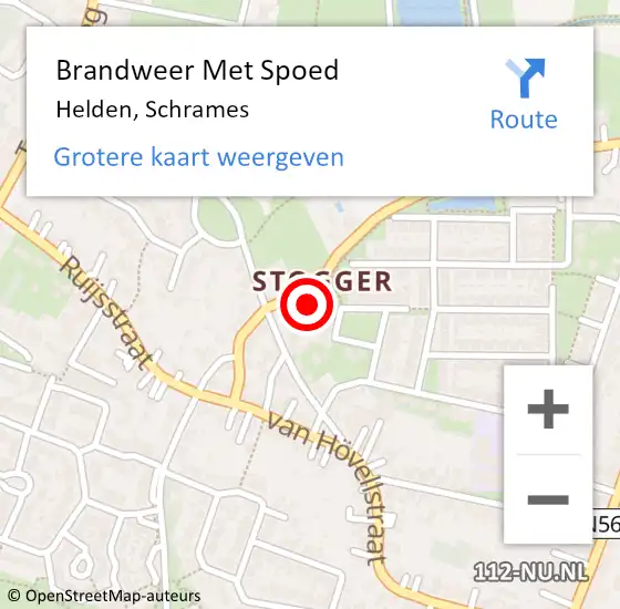 Locatie op kaart van de 112 melding: Brandweer Met Spoed Naar Helden, Schrames op 18 februari 2022 16:02