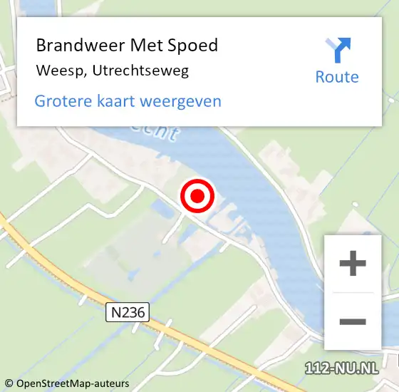 Locatie op kaart van de 112 melding: Brandweer Met Spoed Naar Weesp, Utrechtseweg op 18 februari 2022 16:02