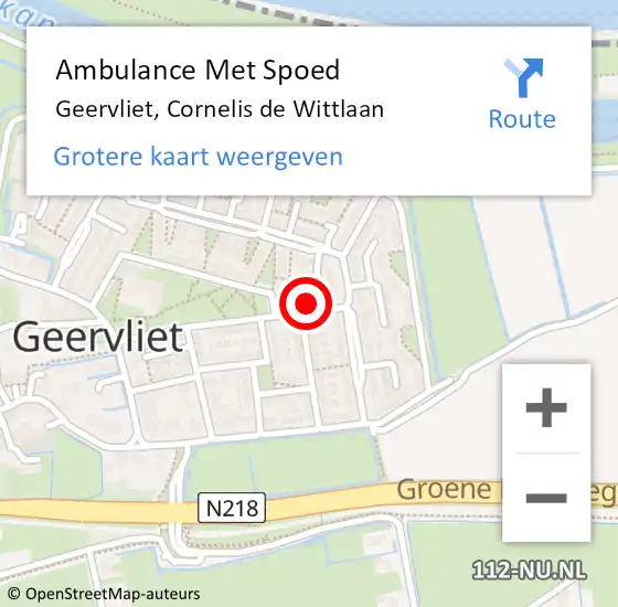 Locatie op kaart van de 112 melding: Ambulance Met Spoed Naar Geervliet, Cornelis de Wittlaan op 18 februari 2022 16:03