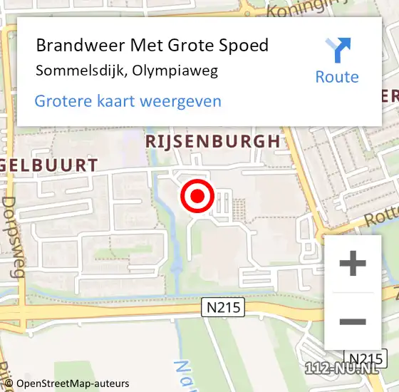 Locatie op kaart van de 112 melding: Brandweer Met Grote Spoed Naar Sommelsdijk, Olympiaweg op 18 februari 2022 16:04