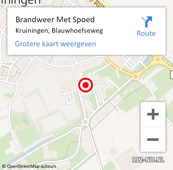 Locatie op kaart van de 112 melding: Brandweer Met Spoed Naar Kruiningen, Blauwhoefseweg op 18 februari 2022 16:04