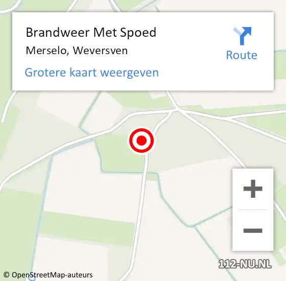 Locatie op kaart van de 112 melding: Brandweer Met Spoed Naar Merselo, Weversven op 18 februari 2022 16:05