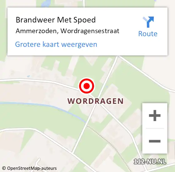 Locatie op kaart van de 112 melding: Brandweer Met Spoed Naar Ammerzoden, Wordragensestraat op 18 februari 2022 16:06