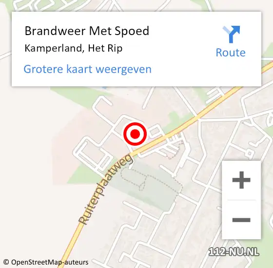 Locatie op kaart van de 112 melding: Brandweer Met Spoed Naar Kamperland, Het Rip op 18 februari 2022 16:06