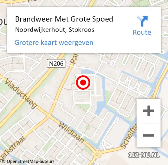 Locatie op kaart van de 112 melding: Brandweer Met Grote Spoed Naar Noordwijkerhout, Stokroos op 18 februari 2022 16:09