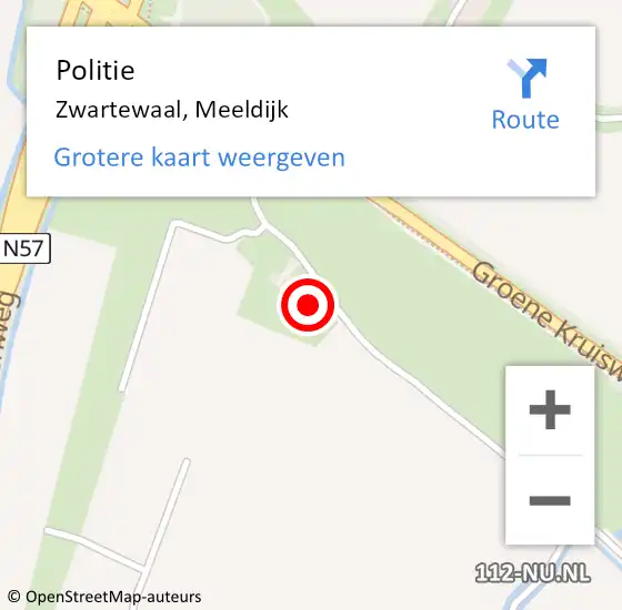 Locatie op kaart van de 112 melding: Politie Zwartewaal, Meeldijk op 18 februari 2022 16:09