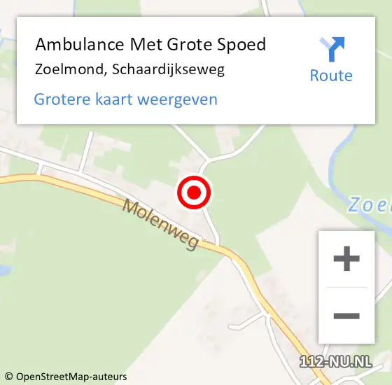 Locatie op kaart van de 112 melding: Ambulance Met Grote Spoed Naar Zoelmond, Schaardijkseweg op 18 februari 2022 16:10