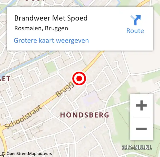 Locatie op kaart van de 112 melding: Brandweer Met Spoed Naar Rosmalen, Bruggen op 18 februari 2022 16:11