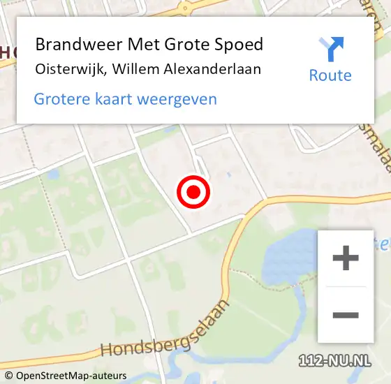 Locatie op kaart van de 112 melding: Brandweer Met Grote Spoed Naar Oisterwijk, Willem Alexanderlaan op 18 februari 2022 16:11