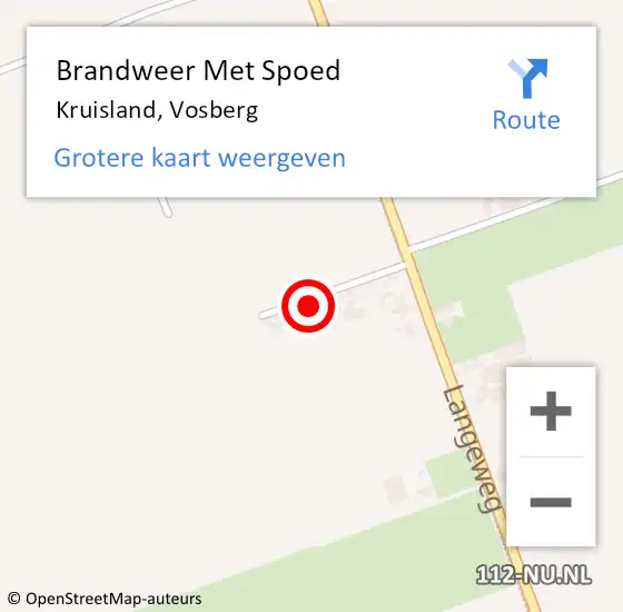 Locatie op kaart van de 112 melding: Brandweer Met Spoed Naar Kruisland, Vosberg op 18 februari 2022 16:12