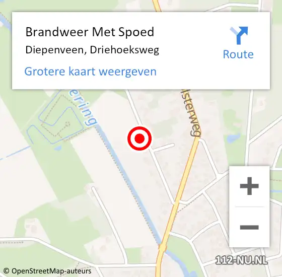 Locatie op kaart van de 112 melding: Brandweer Met Spoed Naar Diepenveen, Driehoeksweg op 18 februari 2022 16:14