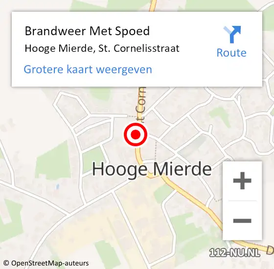 Locatie op kaart van de 112 melding: Brandweer Met Spoed Naar Hooge Mierde, St. Cornelisstraat op 18 februari 2022 16:14